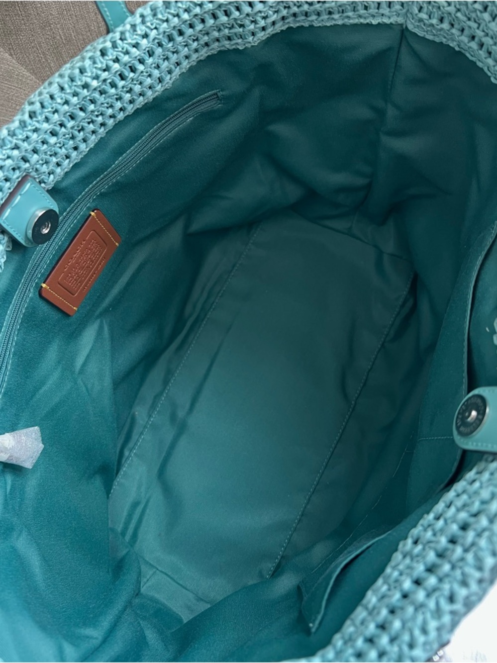 NWT Coach Straw City Tote Light Turquoise Multi -Limited seasonal release - Picture 5 of 9